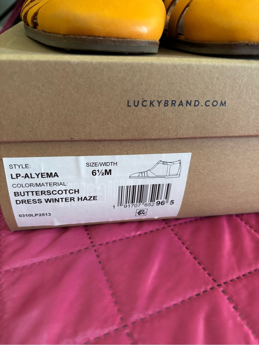 Lucky Brand Orange Leather Strappy T‑Bar Sandal - Picture 8 of 8